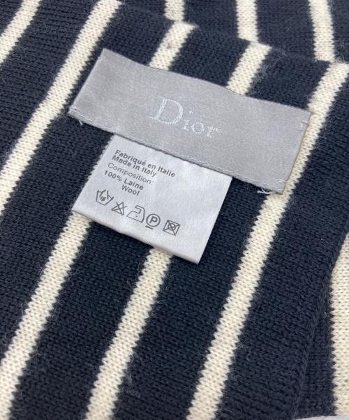 DIOR HOMME（ディオール オム）DIOR HOMME (ディオール オム) ボーダーウールマフラー ブラック×ホワイト サイズ:-の古着・服飾アイテム