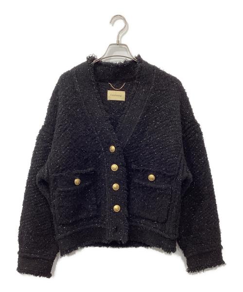 Curensology（カレンソロジー）Curensology (カレンソロジー) ツイーディヤーンニットカーディガン ブラック サイズ:Fの古着・服飾アイテム