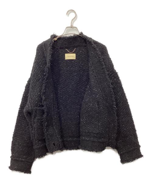 Curensology（カレンソロジー）Curensology (カレンソロジー) ツイーディヤーンニットカーディガン ブラック サイズ:Fの古着・服飾アイテム