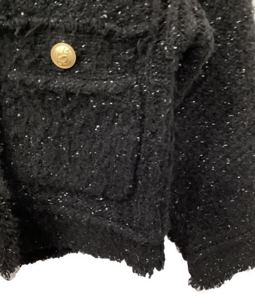 Curensology（カレンソロジー）Curensology (カレンソロジー) ツイーディヤーンニットカーディガン ブラック サイズ:Fの古着・服飾アイテム