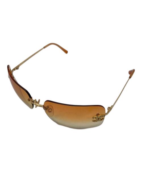 CHANEL（シャネル）CHANEL (シャネル) ココマークラインストーンサングラス オレンジ×ゴールド サイズ:-の古着・服飾アイテム