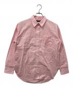 LAUREN RALPH LAURENローレンラルフローレン）の古着「ロゴ ストライプシャツ」｜ピンク