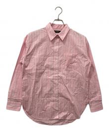 LAUREN RALPH LAUREN（ローレンラルフローレン）の古着「ロゴ ストライプシャツ」｜ピンク