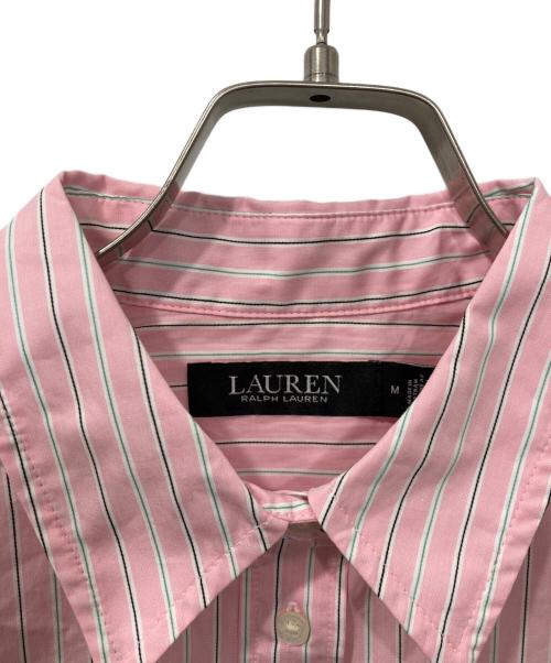 LAUREN RALPH LAUREN（ローレンラルフローレン）LAUREN RALPH LAUREN (ローレンラルフローレン) ロゴ ストライプシャツ ピンク サイズ:Ｍの古着・服飾アイテム