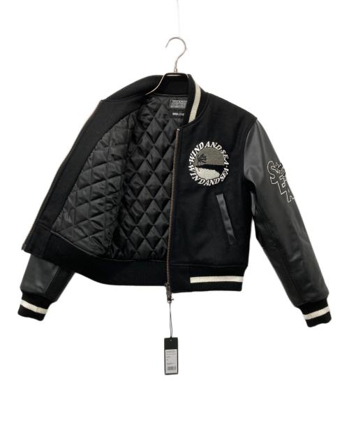 Hysteric Glamour（ヒステリックグラマー）Hysteric Glamour (ヒステリックグラマー) WIND AND SEA (ウィンダンシー) アームレザーバーシティブルゾン ブラック サイズ:XSの古着・服飾アイテム