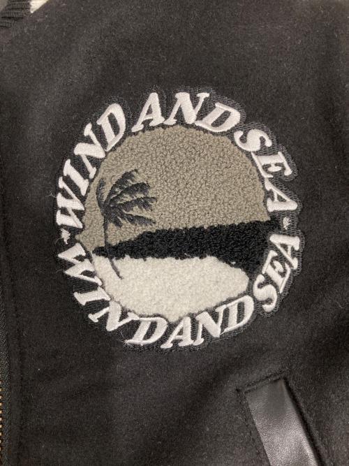 Hysteric Glamour（ヒステリックグラマー）Hysteric Glamour (ヒステリックグラマー) WIND AND SEA (ウィンダンシー) アームレザーバーシティブルゾン ブラック サイズ:XSの古着・服飾アイテム