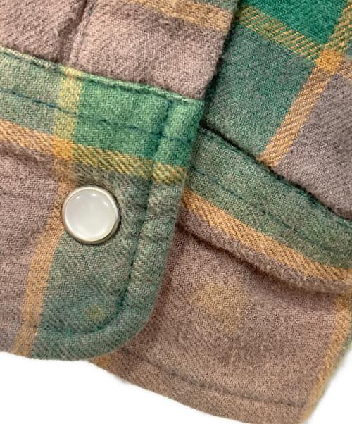 SUPREME（シュプリーム）SUPREME (シュプリーム) Quilted Faded Plaid Shirt/キルテッド　　フェイデッド　プレイド　シャツ グリーン×ブラウン サイズ:Ｍの古着・服飾アイテム