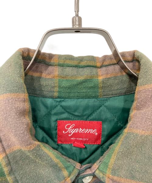 SUPREME（シュプリーム）SUPREME (シュプリーム) Quilted Faded Plaid Shirt/キルテッド　　フェイデッド　プレイド　シャツ グリーン×ブラウン サイズ:Ｍの古着・服飾アイテム