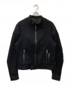 GUCCIグッチ）の古着「WOOL MOTO BLOUSON JACKET/ウールライダースジャケット」｜ブラック