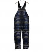 BEMIDJI WOOLEN MILLSベミジウーレンミルズ）の古着「ネイティブ柄メルトンオーバーオール」｜ネイビー