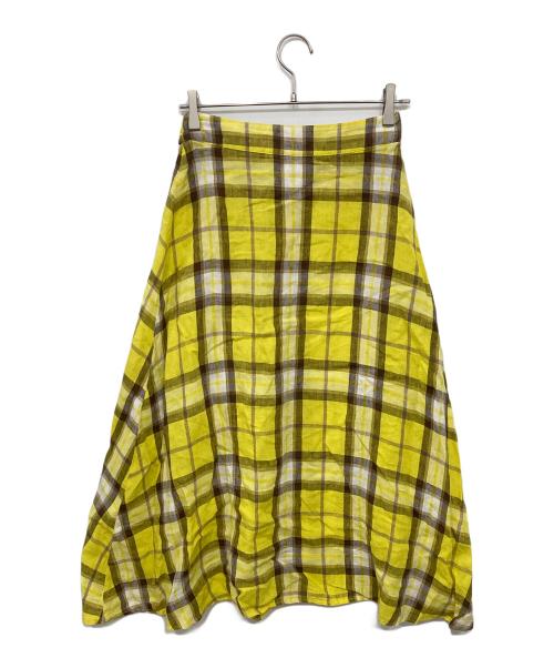 O'NEIL OF DUBLIN（オニールオブダブリン）O'NEIL OF DUBLIN (オニールオブダブリン) リネンチェックスカート イエロー サイズ:US8の古着・服飾アイテム