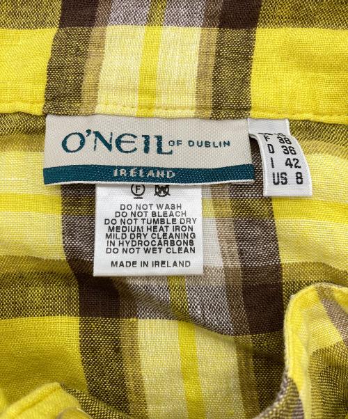 O'NEIL OF DUBLIN（オニールオブダブリン）O'NEIL OF DUBLIN (オニールオブダブリン) リネンチェックスカート イエロー サイズ:US8の古着・服飾アイテム
