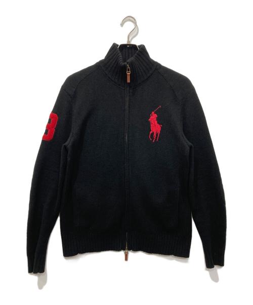 POLO RALPH LAUREN（ポロ・ラルフローレン）POLO RALPH LAUREN (ポロ・ラルフローレン) ビッグポニードライバーズニット ブラック サイズ:Mの古着・服飾アイテム