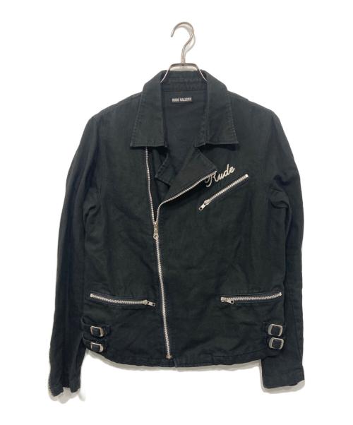 RUDE GALLERY（ルードギャラリー）RUDE GALLERY (ルードギャラリー) コットンリネン ダブル ライダースジャケット ブラック サイズ:Mの古着・服飾アイテム