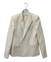 Saint Laurent Paris（サンローランパリ）の古着「ウールストライプダブルテーラードジャケット」｜アイボリー