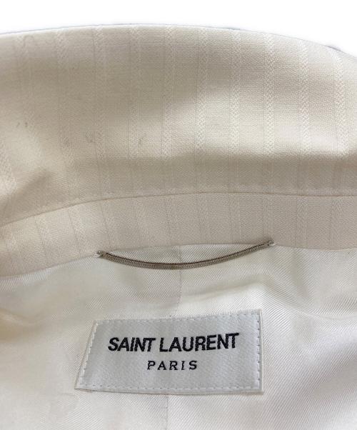 Saint Laurent Paris（サンローランパリ）Saint Laurent Paris (サンローランパリ) ウールストライプダブルテーラードジャケット アイボリー サイズ:46の古着・服飾アイテム
