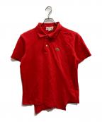 LACOSTE×COMME des GARCONS SHIRTラコステ×コムデギャルソンシャツ）の古着「コットン鹿の子アシンメトリーポロシャツ」｜レッド