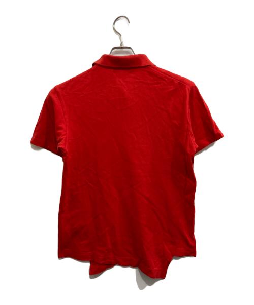 LACOSTE（ラコステ）LACOSTE (ラコステ) COMME des GARCONS SHIRT (コムデギャルソンシャツ) コットン鹿の子アシンメトリーポロシャツ レッド サイズ:Mの古着・服飾アイテム
