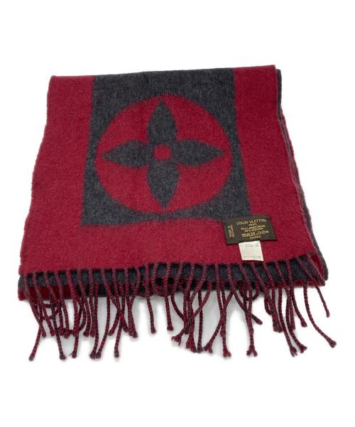 LOUIS VUITTON（ルイ ヴィトン）LOUIS VUITTON (ルイ ヴィトン) ウールアンゴラ エシャルプ カーディフ/ウールアンゴラ ストール グレー×レッド サイズ:-の古着・服飾アイテム