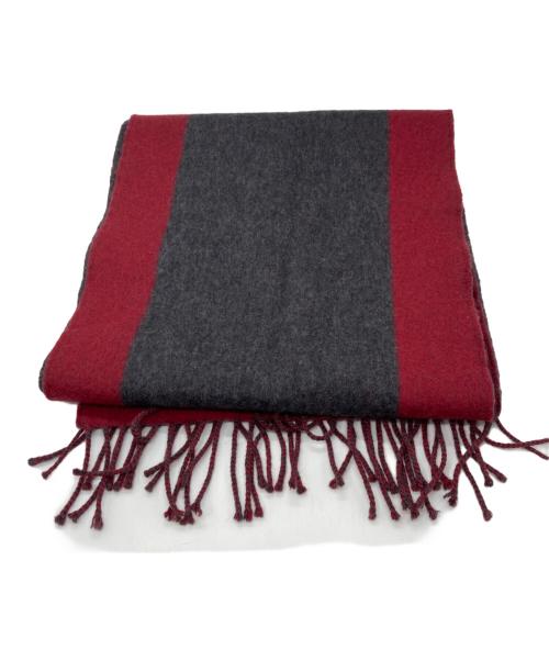 LOUIS VUITTON（ルイ ヴィトン）LOUIS VUITTON (ルイ ヴィトン) ウールアンゴラ エシャルプ カーディフ/ウールアンゴラ ストール グレー×レッド サイズ:-の古着・服飾アイテム