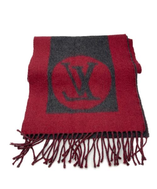 LOUIS VUITTON（ルイ ヴィトン）LOUIS VUITTON (ルイ ヴィトン) ウールアンゴラ エシャルプ カーディフ/ウールアンゴラ ストール グレー×レッド サイズ:-の古着・服飾アイテム
