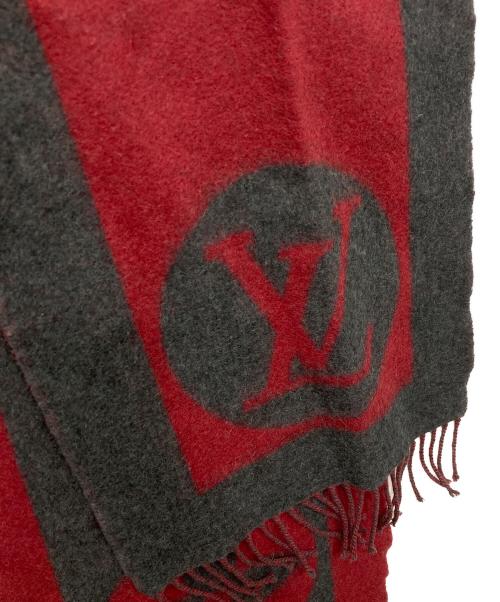 LOUIS VUITTON（ルイ ヴィトン）LOUIS VUITTON (ルイ ヴィトン) ウールアンゴラ エシャルプ カーディフ/ウールアンゴラ ストール グレー×レッド サイズ:-の古着・服飾アイテム