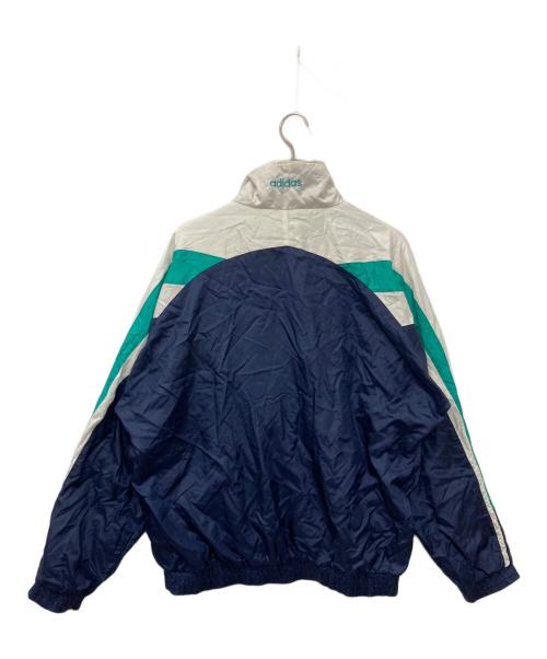 adidas（アディダス）adidas (アディダス) 90s スウィッチングカラーナイロンジャケット ホワイト×グリーン×ネイビー サイズ:Lの古着・服飾アイテム