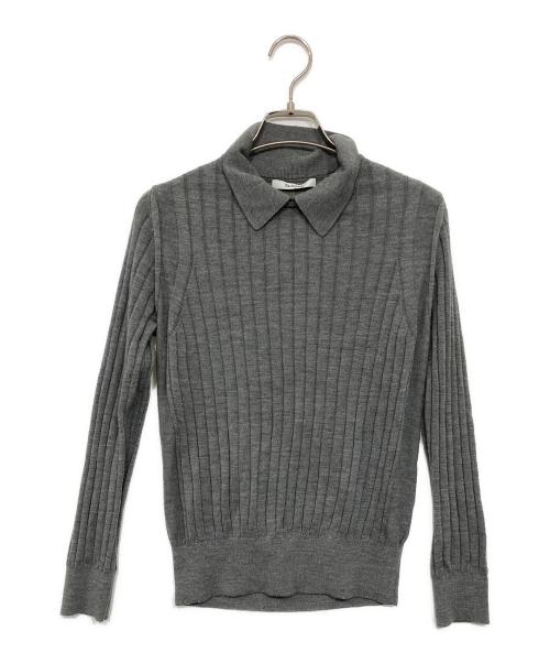 SLOANE（スローン）SLOANE (スローン) 18Gワイドリブ エクストラファインメリノウール×シルク 襟付きプルオーバー グレー サイズ:2の古着・服飾アイテム