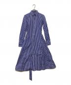 POLO RALPH LAURENポロ・ラルフローレン）の古着「Belted Striped Cotton Shirtdress/ストライプ シャツワンピース」｜ブルー×ホワイト