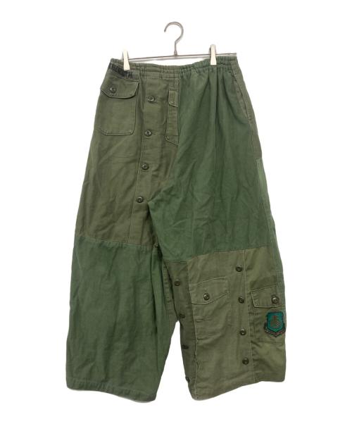 Rebuild by Needles（リビルドバイニードルス）Rebuild by Needles (リビルドバイニードルス) 再構築ヒザデルパンツ リメイクカーゴパンツ グリーン サイズ:1の古着・服飾アイテム