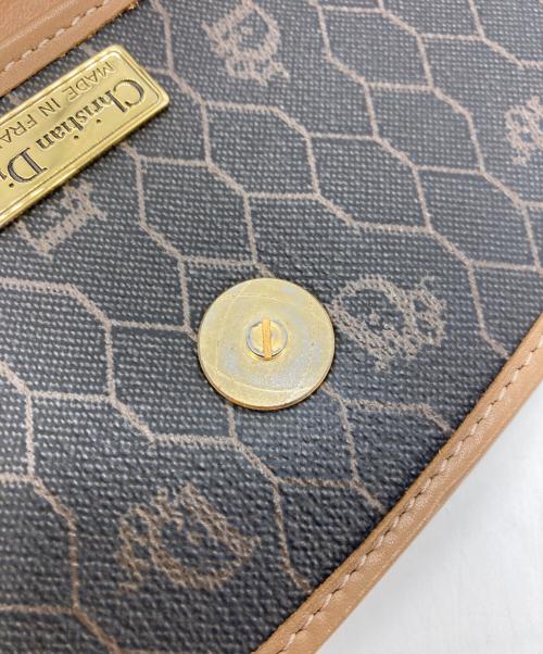 Christian Dior（クリスチャン ディオール）Christian Dior (クリスチャン ディオール) ハニカム柄 ショルダーバッグ ブラック×ブラウンの古着・服飾アイテム