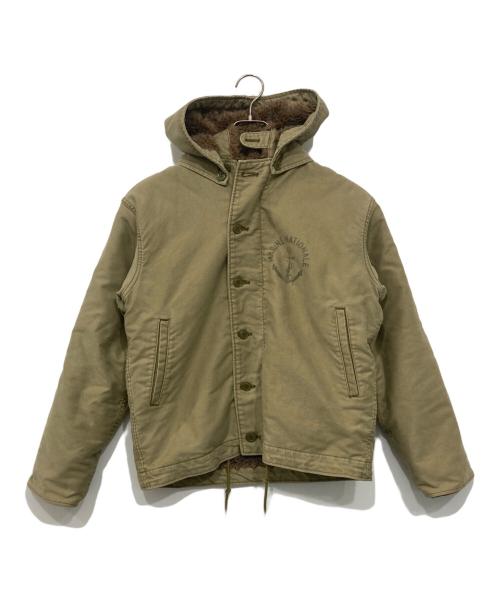 HOUSTON（ヒューストン）HOUSTON (ヒューストン) フランス海軍デッキジャケット カーキ サイズ:38Rの古着・服飾アイテム