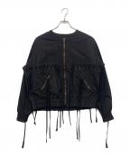 UNUSEDアンユーズド）の古着「レースアップジャケット」｜ブラック