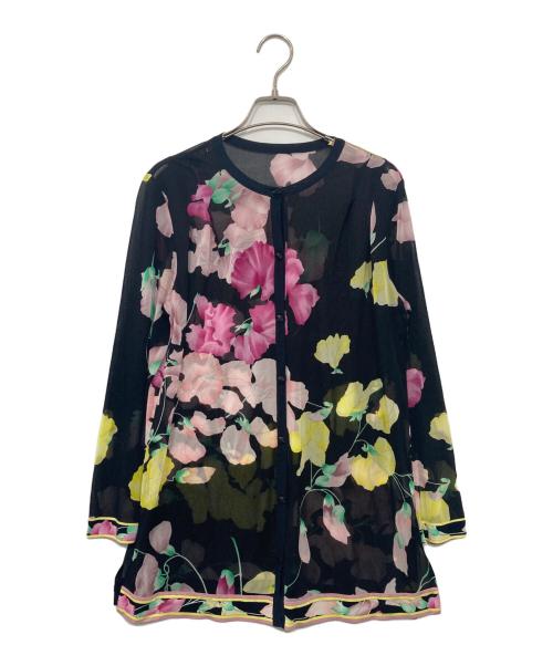 LEONARD FASHION（レオナールファッション）LEONARD FASHION (レオナールファッション) カンカン素材 シアーカーディガン ブラック サイズ:38の古着・服飾アイテム