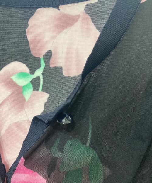 LEONARD FASHION（レオナールファッション）LEONARD FASHION (レオナールファッション) カンカン素材 シアーカーディガン ブラック サイズ:38の古着・服飾アイテム