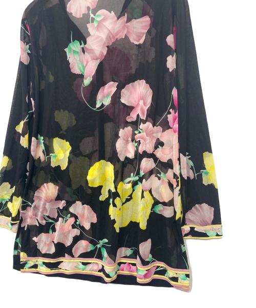 LEONARD FASHION（レオナールファッション）LEONARD FASHION (レオナールファッション) カンカン素材 シアーカーディガン ブラック サイズ:38の古着・服飾アイテム