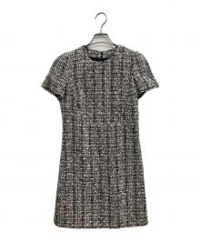 ALEXANDER McQUEEN（アレキサンダーマックイーン）の古着「ショートスリーブツイードミニドレス」｜ブラック