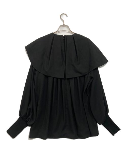 ENFOLD（エンフォルド）ENFOLD (エンフォルド) コットン ウェーブカラー ブラウス プルオーバー ブラック サイズ:38の古着・服飾アイテム