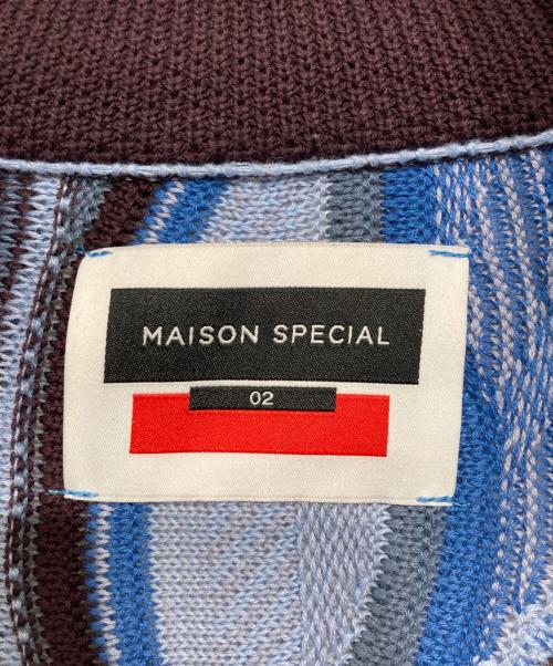 MAISON SPECIAL（メゾンスペシャル）MAISON SPECIAL Blister Jacquard Prime-Over Crew Neck Knit Pullover/ブリスタージャガードプライムオーバークルーネックニットプルオーバー ブルー サイズ:2の古着・服飾アイテム