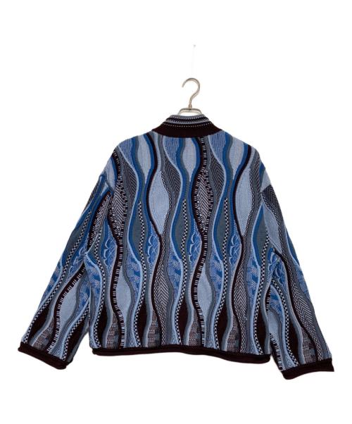 MAISON SPECIAL（メゾンスペシャル）MAISON SPECIAL Blister Jacquard Prime-Over Crew Neck Knit Pullover/ブリスタージャガードプライムオーバークルーネックニットプルオーバー ブルー サイズ:2の古着・服飾アイテム