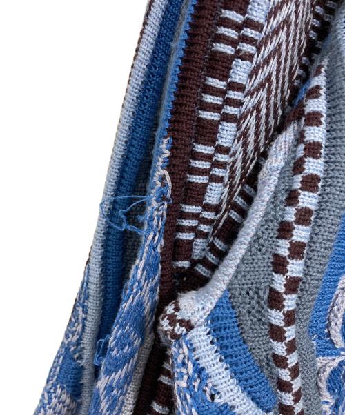 MAISON SPECIAL（メゾンスペシャル）MAISON SPECIAL Blister Jacquard Prime-Over Crew Neck Knit Pullover/ブリスタージャガードプライムオーバークルーネックニットプルオーバー ブルー サイズ:2の古着・服飾アイテム