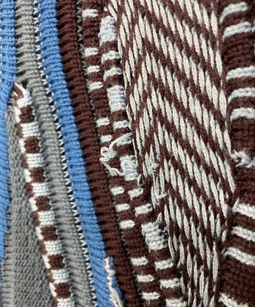 MAISON SPECIAL（メゾンスペシャル）MAISON SPECIAL Blister Jacquard Prime-Over Crew Neck Knit Pullover/ブリスタージャガードプライムオーバークルーネックニットプルオーバー ブルー サイズ:2の古着・服飾アイテム