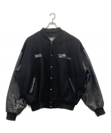 中古・古着通販】Roots (ルーツ) 袖レザースタジャン ブラック サイズ