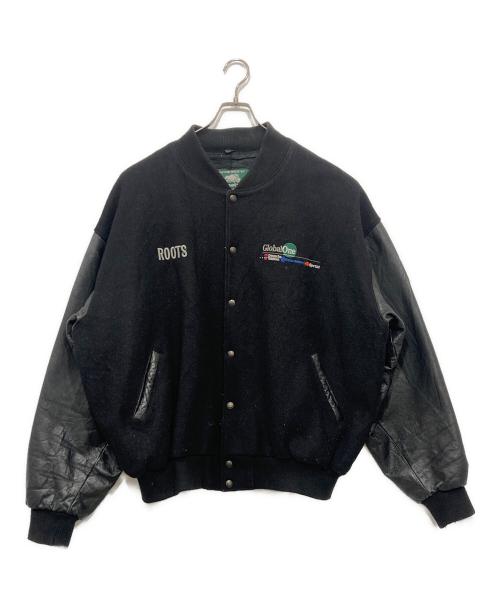 Roots（ルーツ）Roots (ルーツ) 袖レザースタジャン ブラック サイズ:XXXXLの古着・服飾アイテム
