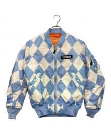 SEQUEL（シークエル）の古着「ダイヤモンドチェック MA-1ジャケット」｜ホワイト×ブルー