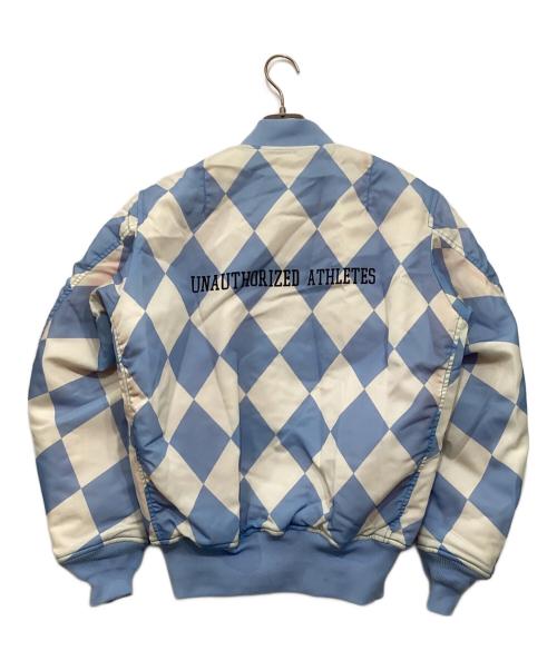 SEQUEL（シークエル）SEQUEL (シークエル) ダイヤモンドチェック MA-1ジャケット ホワイト×ブルー サイズ:Sの古着・服飾アイテム
