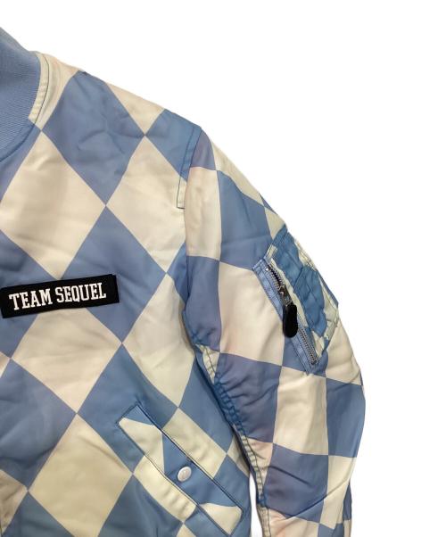 SEQUEL（シークエル）SEQUEL (シークエル) ダイヤモンドチェック MA-1ジャケット ホワイト×ブルー サイズ:Sの古着・服飾アイテム