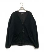 Name.ネーム）の古着「CURL YARN ZIP UP CARDIGAN/カール　ヤーン　ジップアップ　カーディガン」｜ブラック