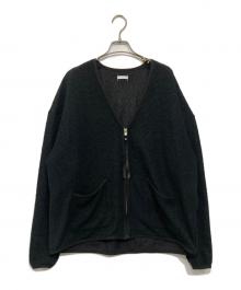 Name.（ネーム）の古着「CURL YARN ZIP UP CARDIGAN/カール　ヤーン　ジップアップ　カーディガン」｜ブラック