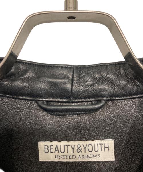 BEAUTY&YOUTH（ビューティーアンドユース）BEAUTY&YOUTH (ビューティーアンドユース) シープレザー シングル ライダースジャケット ブラック サイズ:Lの古着・服飾アイテム